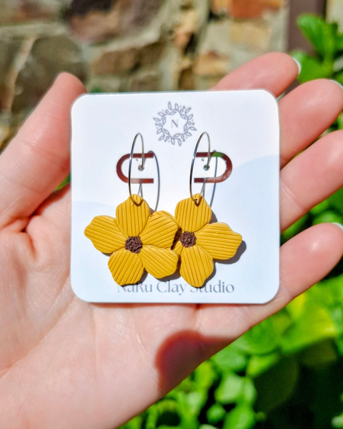 Pendientes Mostaza Flor