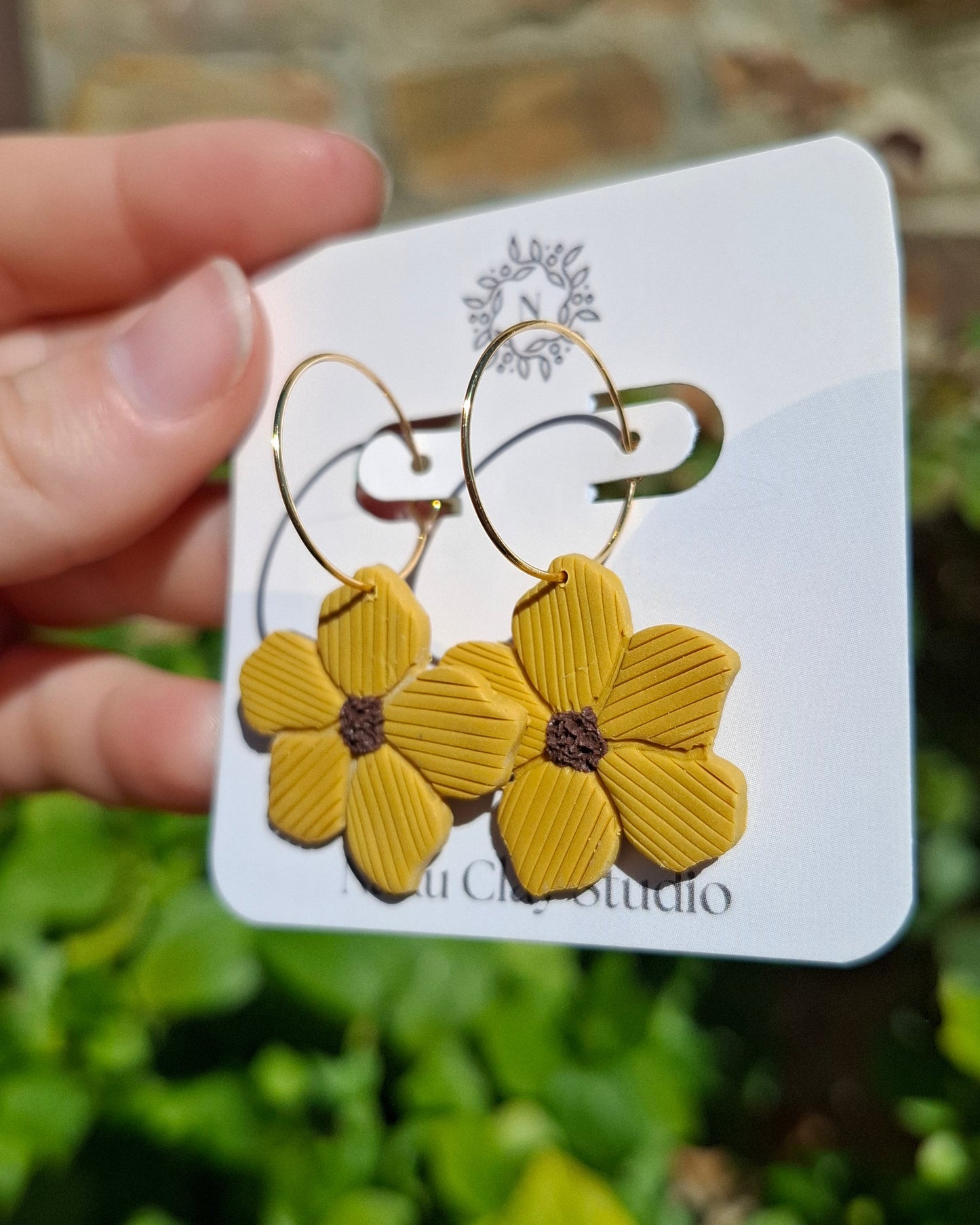 Pendientes Mostaza Flor